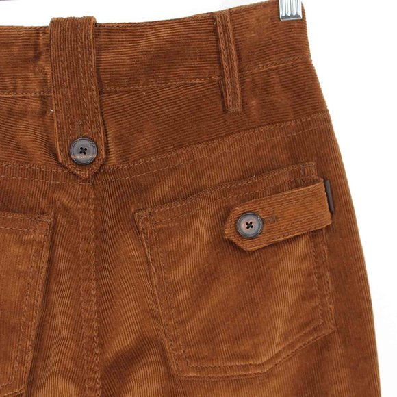PRADA Corduroy Pants Brown High Rise Flare Leg Trousers size 36 Small Milano NEW - Picture 6 of 8